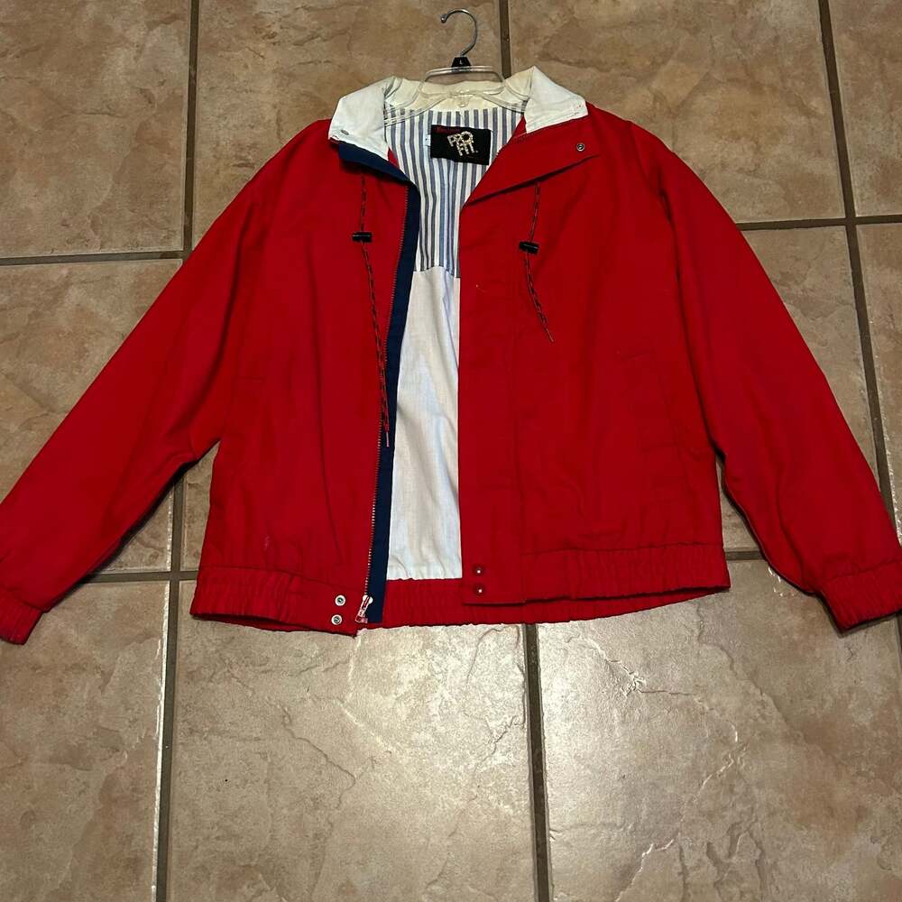 Vintage King Louie Red Fleece Lined Zip Up Jacket XL